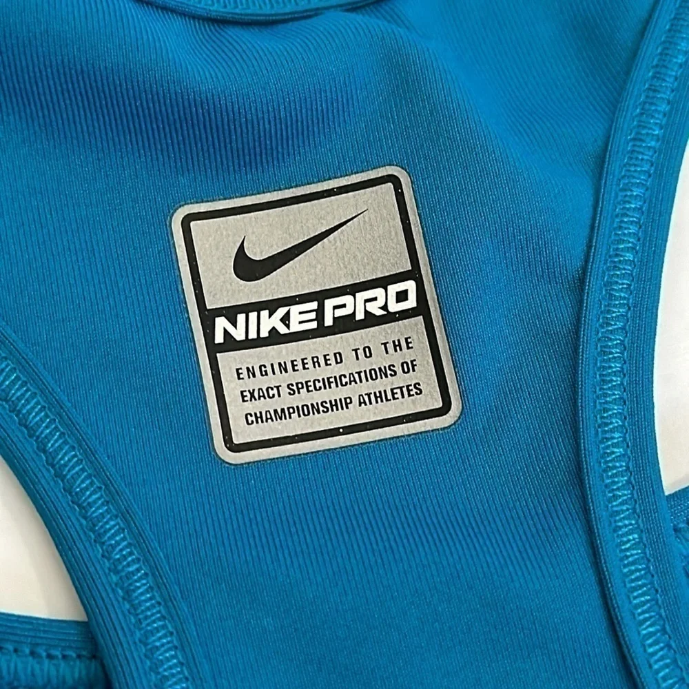 NIKE PRO MEDIUM SUPPORT BRA - GEODE TEAL/WHITE size large EUC NO TAG